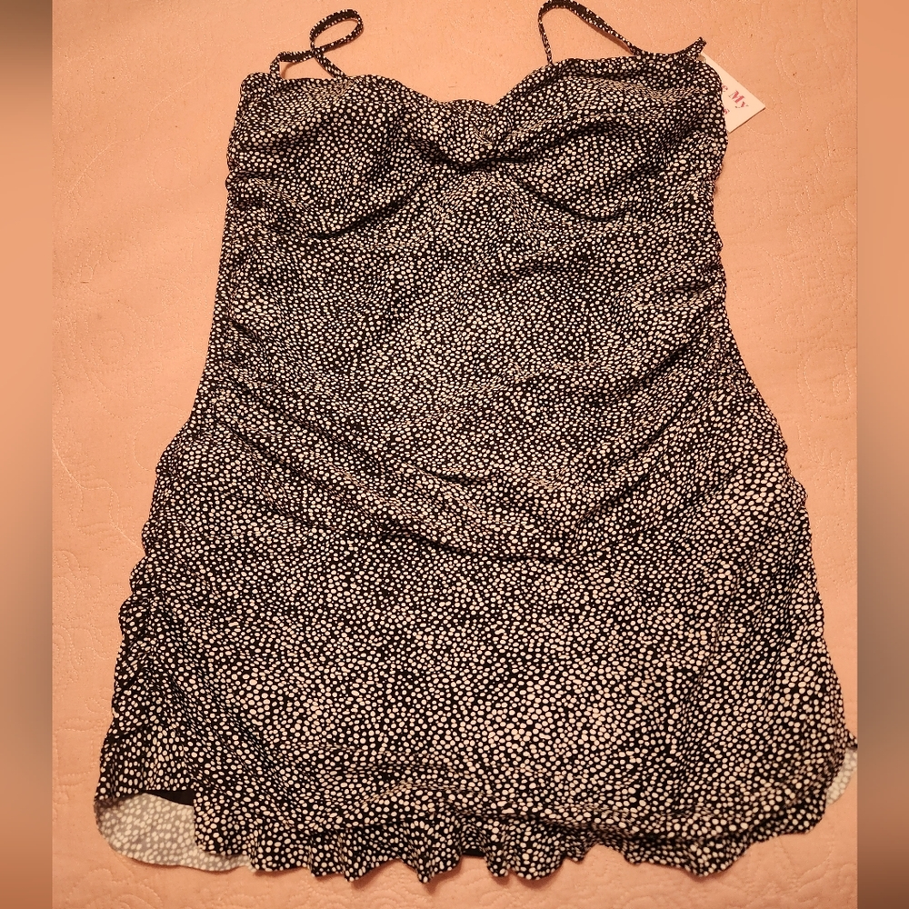 NWOT Women's Black and White Polka Dot One Piece Swimsuit